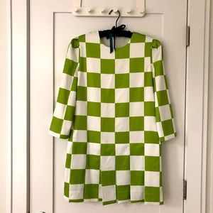 Unique print dress with puff sleeve